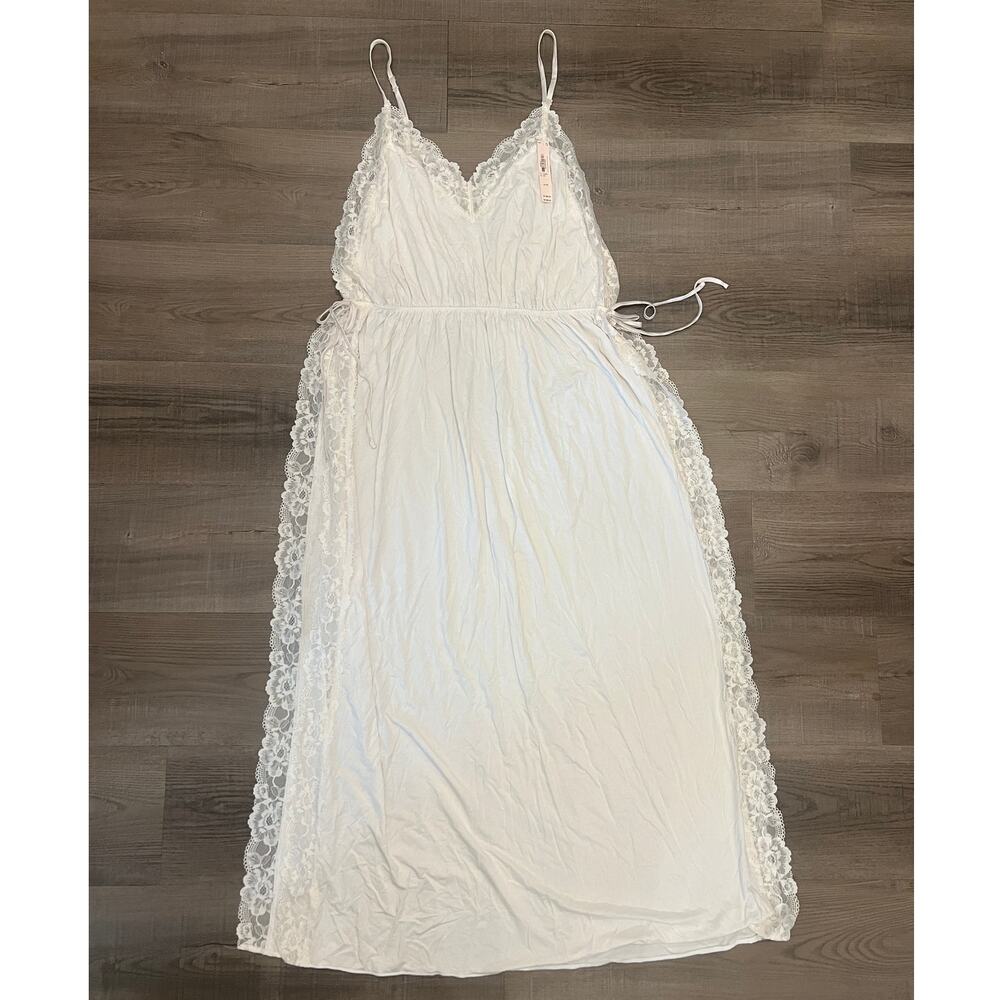 NWT Victoria's White SoSoft Modal Blend Lace-Trim Long Slip Dress
